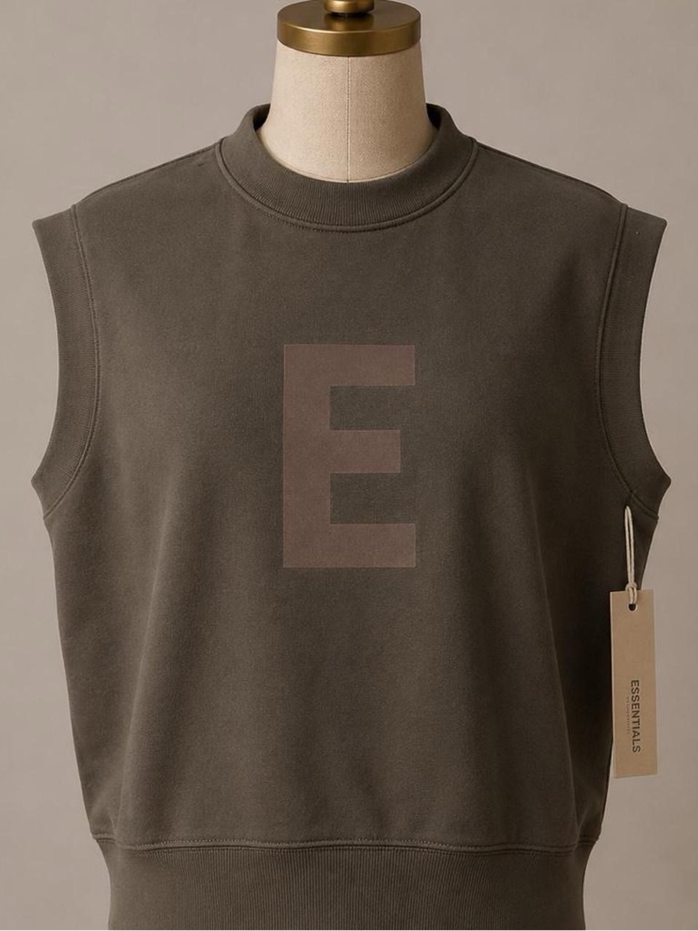 ESSENTIALS Men's Crewneck Sleeveless Sweatshirt - Olive